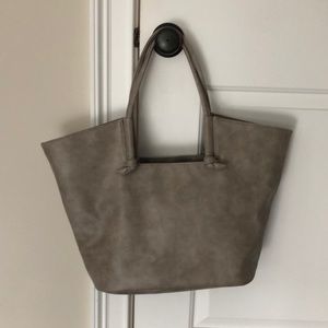 Gray Anthropologie leather tote